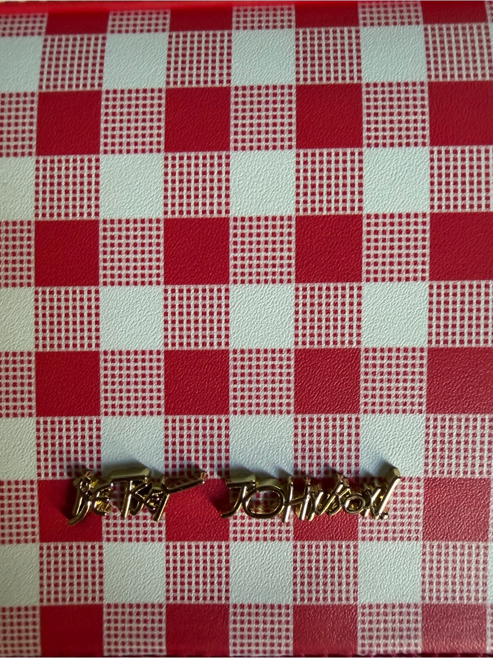 Betsey Johnson Red and White Gingham Crossbody with Strawberry Charm - Picture 5 of 5